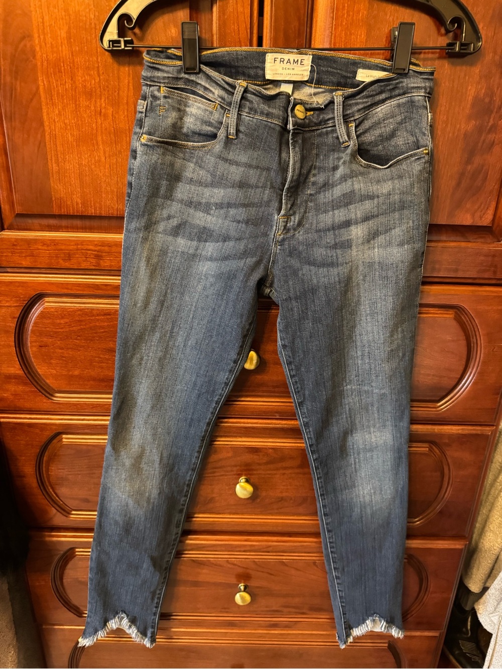 Frame Denim Ankle Skinny Jeans in Medium Blue Wash